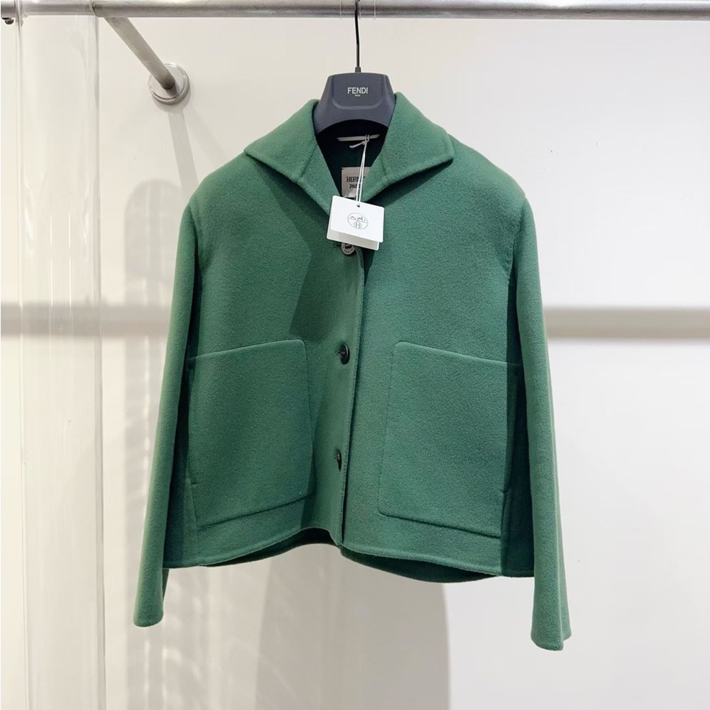 Authentic Hermes Women's Green Wool Cape